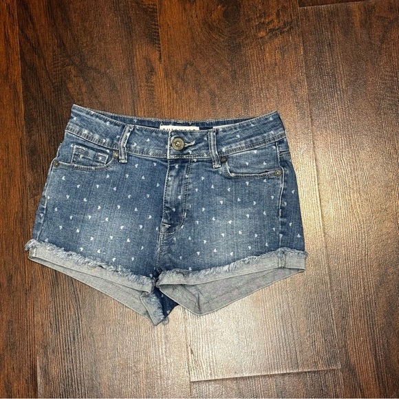 Bullhead Blue Jean Short Shorts with White Dots - Picture 1 of 8